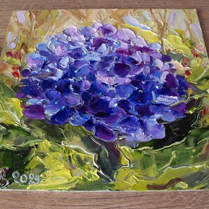Blue Hydrangea Painting Original Art Floral Impasto Oil Painting Small ...