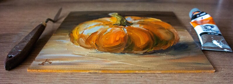 Pumpkin Painting Original art, Vegetable oil Painting, Artwork by Bondareva Nataliia image 2