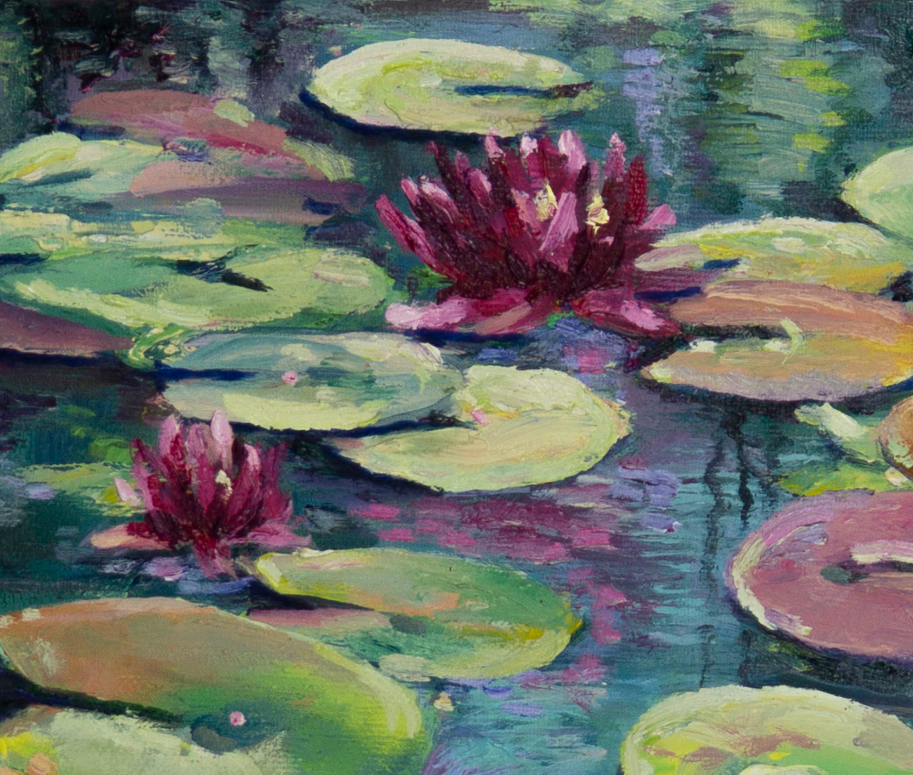 Seerosen Teich Malerei Lotus Gemälde auf Leinwand Original Etsy.de