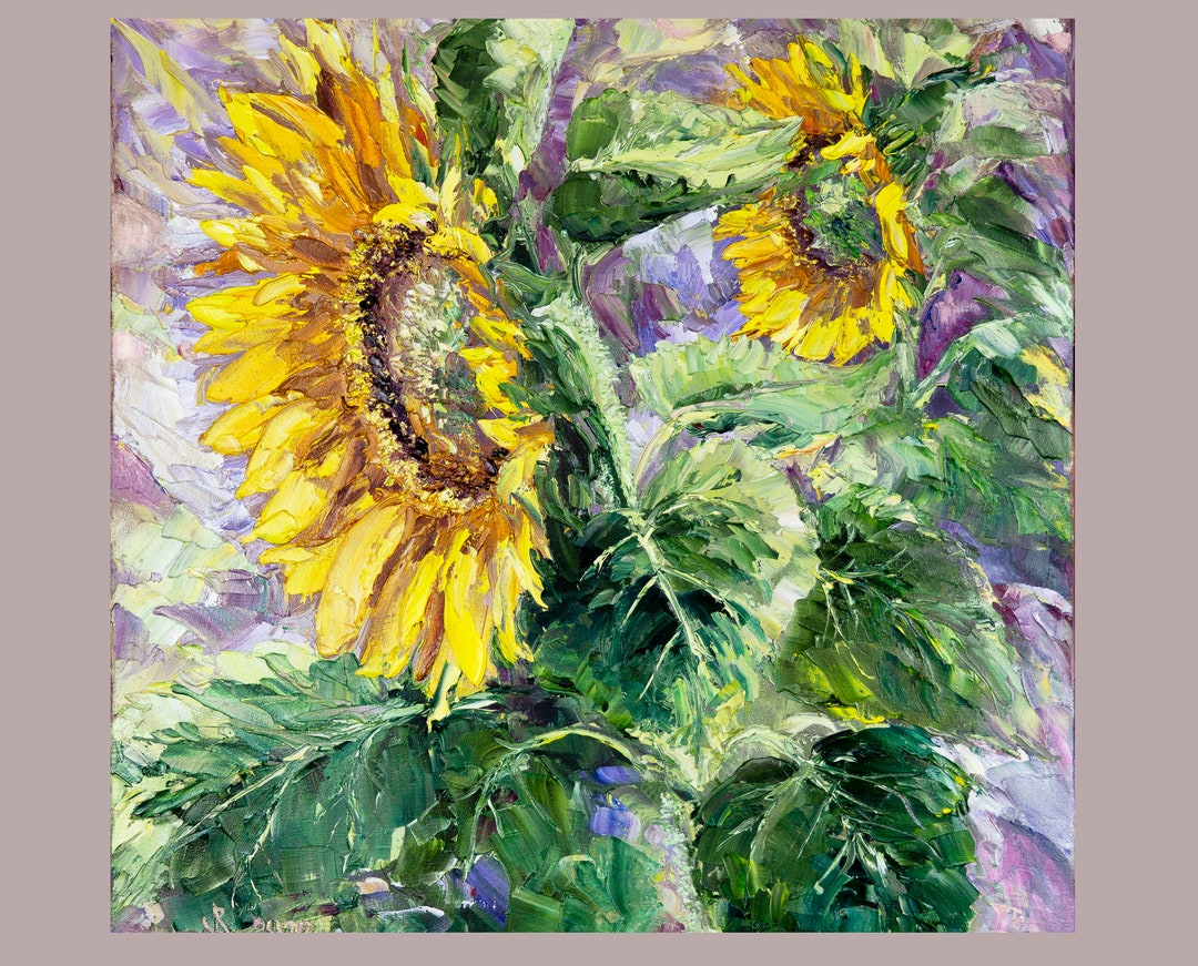 Sunflowers Paintings on Canvas Original Art Yellow Floral Oil - Etsy