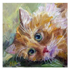 Peinture portrait de chat roux, oeuvre d'art originale, art de chat tigré orange, cadeau pour décoration de chambre d'enfant, cadeau pour les amoureux des chats