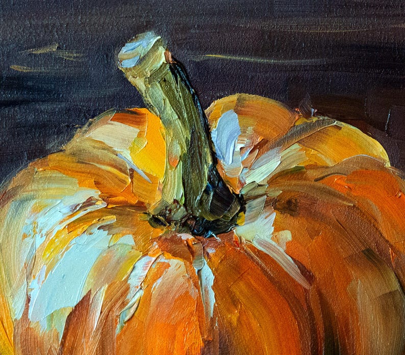 Pumpkin Painting Original art, Vegetable oil Painting, Artwork by Bondareva Nataliia image 4