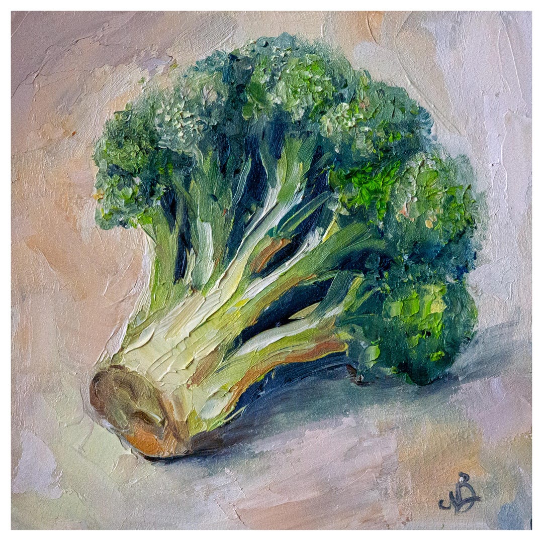 Broccoli Painting, Original Art, Vegetables Wall Art, Small Artwork by ...