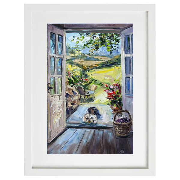 花の子犬の油絵：BoNatArtによる田園風景画 - Etsy 日本