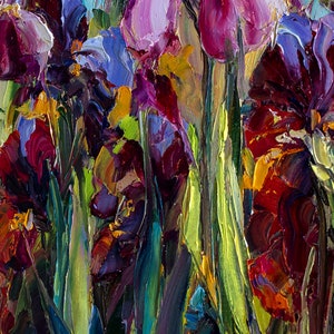 Irises Oil Painting, Original Art, Textured Flowers Paintings on Canvas ...