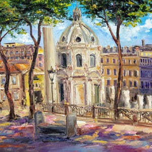 Rome painting Italy Original Art, Italian painting on canvas, Impressionist painting, Gift for her