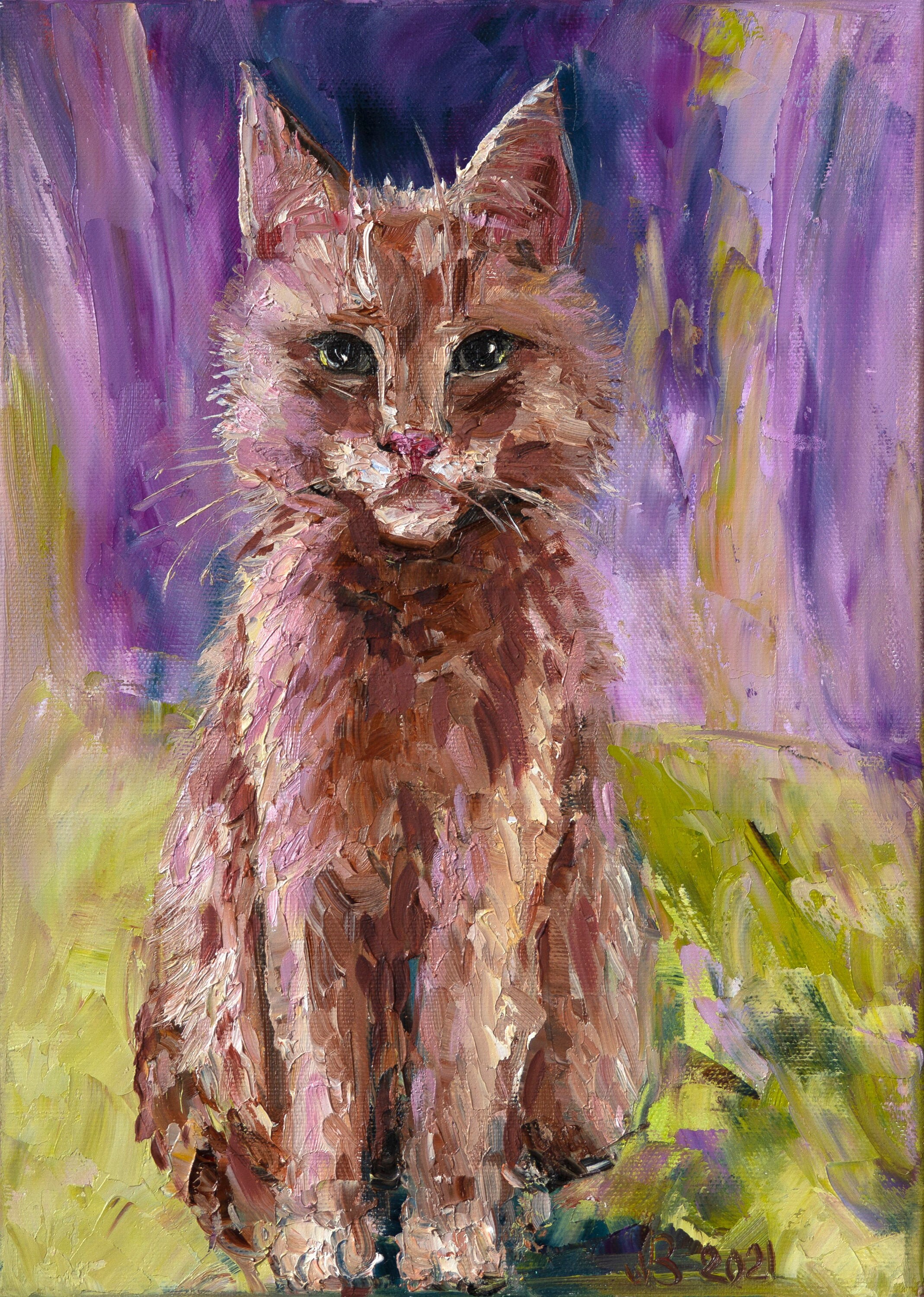 Original portrait ginger cat oil painting on canvas Impasto Etsy