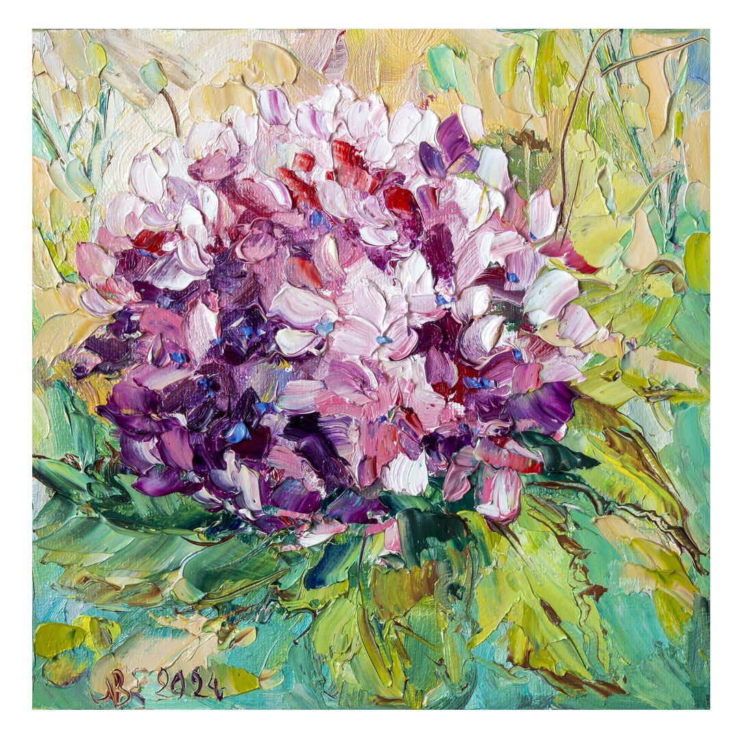 Hydrangea Painting Flower Original Art Impasto Oil Painting Small Wall ...