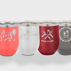 12 oz. Polar Camel Stemless Wine Tumbler. Laser Engraved Cup, Corporate Gift, Branded, Wholesale Tumblers, Bulk Tumblers