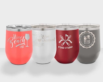 12 oz. Polar Camel Stemless Wine Tumbler. Laser Engraved Cup, Corporate Gift, Branded, Wholesale Tumblers, Bulk Tumblers