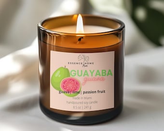 Guayaba Kerze | Tropische Guava, Limette, Passionsfrucht Sojakerze