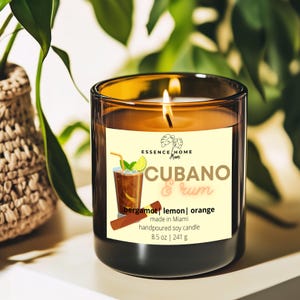 Cubano & Rum Scented Soy Candle: Masculine Home Fragrance