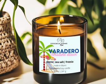 Varadero Beach Candle | Ocean Breeze, Sea Salt, Freesia Scent | Handpoured Soy Candle