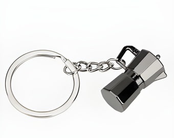 Metal Moka Pot Keychain | Espresso Maker Coffee Lover Accessory