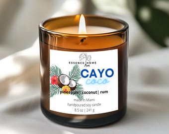 Cayo Coco Candle | Pineapple Coconut Rum Scent | Tropical Beach Soy Candle