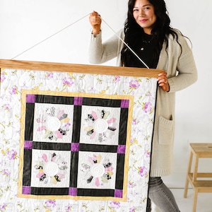 Baby Quilt Hanging with Natural Oak Quilt Hanger