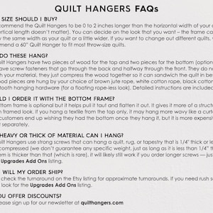 Quilt Hangers for Wall Hangings - Tapestry Hanger - Rug Hanging- Displaying Textiles image 7