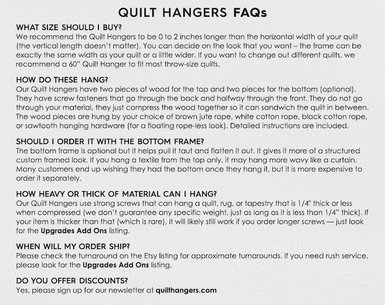 Quilt Hangers for Wall Hangings - Tapestry Hanger - Rug Hanging- Displaying Textiles image 7