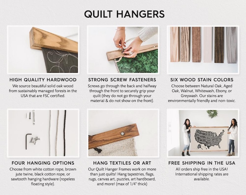 Quilt Hangers for Wall Hangings - Tapestry Hanger - Rug Hanging- Displaying Textiles image 6