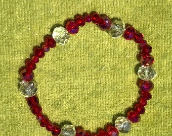 Custom glass bracelet , 6 mm with crimson and yellow glass beads