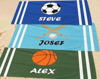 Personalized Sports Beach Towel: Custom Ball Design, Summer Gift