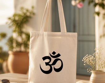 Yoga Om Symbol Tote Bag: Meditation Canvas Shoulder Bag