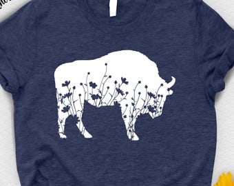 Floral Buffalo T-Shirt: Western Rodeo Wild West Shirt