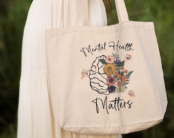 Mental Health Matters Tote Bag,Gift For Her,Psychiatrist Therapist Gift,Women Shoulder Bag,School Counselor Gift,Neurology Psychology Gift