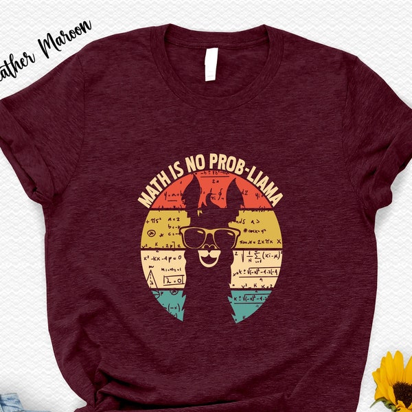 Math is No Prob-Llama Shirt, Funny Saying Animal Shirt, Back To School Math Teacher Gift Shirt, Animal Lover Gift Tee, Sarcastic Zoo Shirt