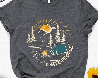 Funny Camping T-Shirt: Introvert Hates People, Adventure Tee