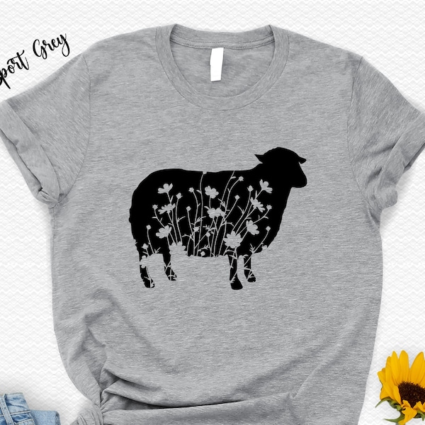 Floral Sheep Shirt,Gift For Her,Farm Animal Shirt,Nature Country Shirt,Gift For Farmer,Cottagecore Shirt,Animal Lover Gift,Botanical Shirt