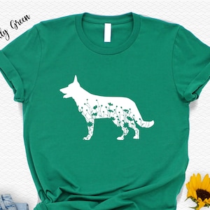 Floral German Shepherd Shirt, Dog Lover Gift, Nature Camping Mountain Shirt, German Shepherd Gift, Fur Mama T-Shirt, Dog Mom Gift Tee Shirt