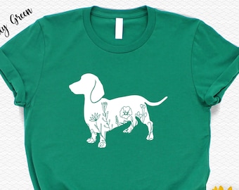 Floral Dachshund Wiener Dog Shirt,Dog Lover Gift Shirt,Nature Shirt,Dachshund Gift,Animal Tshirt,Camping Gift Shirt,Gift for Dog Lovers