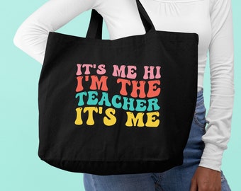 Teacher Tote Bag, It’s Me Hi I’m The Teacher It’s Me Tote Bag, Canvas Tote Bag, Women Shoulder Bag,First Grade Teacher Tote Bag,Shopping Bag