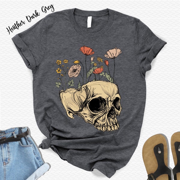 Bloom Skull T-Shirt,Calavera Shirt,Skeleton Shirt,Sugar Skull Flower,Halloween Shirt,Gift For Her,Aesthetic Shirt,Art Lover,Dead Fashion Day