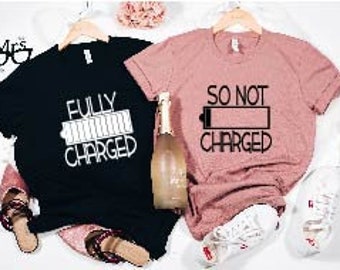 100/% Charged and Low Battery Baby Bodysuit /& Mens T-Shirt Funny Matching Set