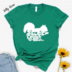 Floral Squirrel Shirt,Gift For Her,Animal Lover Tee Tshirt,Nature Kids Toddler Womens Shirt,Gift For Him,Camping Shirt,Cottagecore Shirt