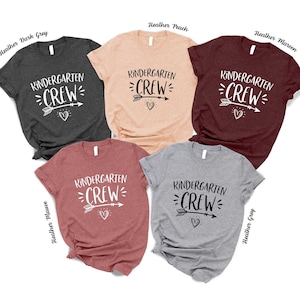 Kindergarten Crew Teacher Shirts, Back To School Gift For Kinder Squad, Teacher Team Shirts, First Day Of School Tee, Kindergarten T-Shirt