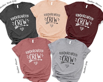 Kindergarten Crew Teacher Shirts, Back To School Gift For Kinder Squad, Teacher Team Shirts, First Day Of School Tee, Kindergarten T-Shirt
