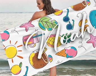 Toalla de playa divertida con nombre personalizado: regalo de vacaciones para los amantes de la playa