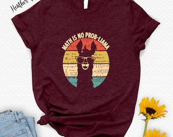 Camiseta de llama matemática, divertida camiseta de animal, regalo para profesores