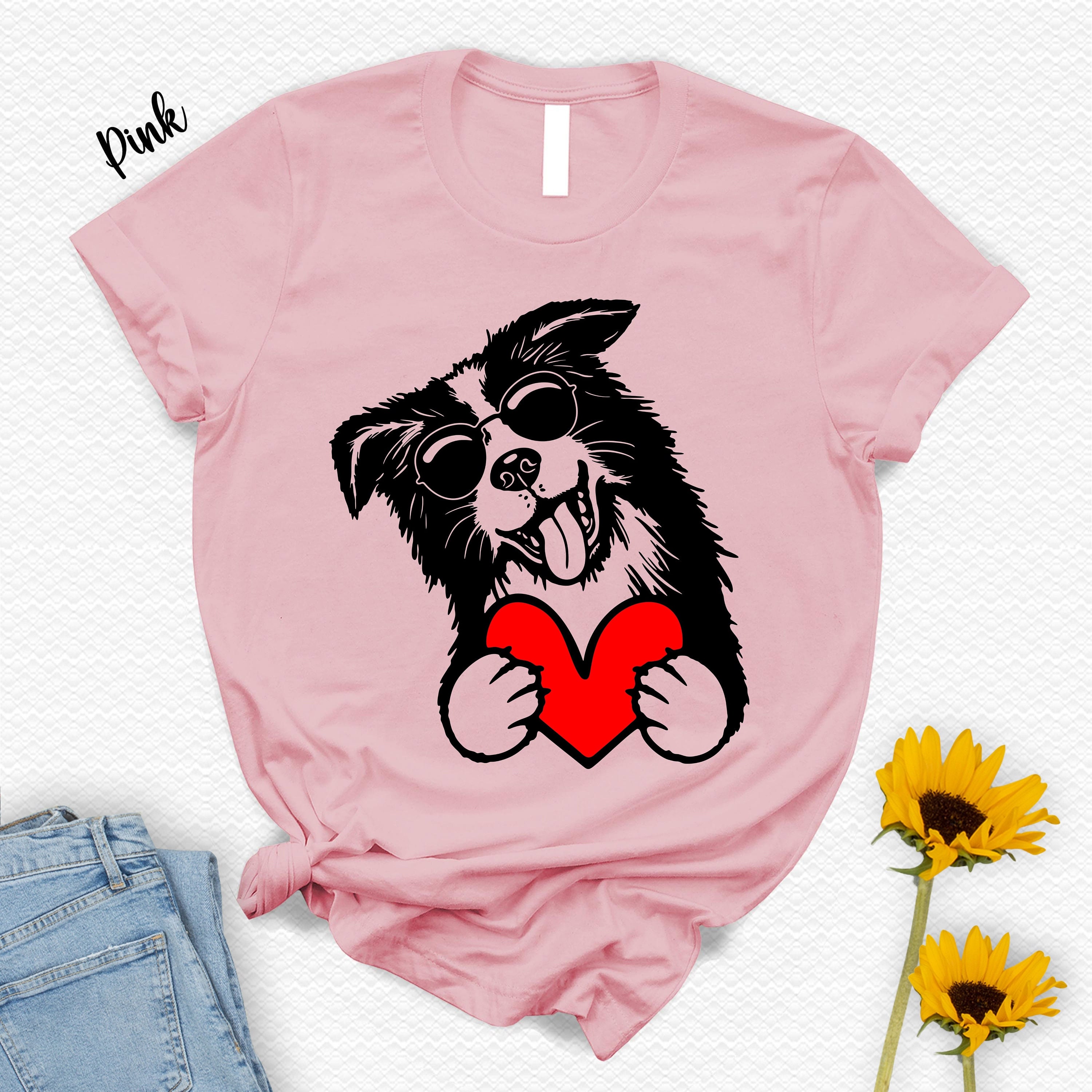 Discover Border Collie With Valentine Shirt,Border Gift,Dog Mom Tshirt,Dog Dad Shirt,Animal Lover Tee