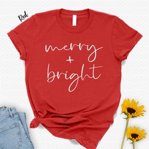 Camisetas navideñas para mujer, camiseta alegre y brillante, camiseta navideña, camiseta festiva para mujer, camiseta suave para mujer, camiseta navideña