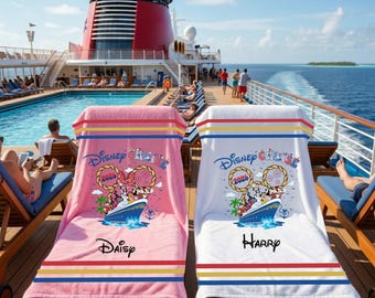 Disney Cruise Beach Towel 2026: Personalized Mickey Minnie Family Matching Gift