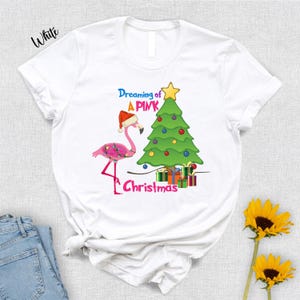 Pink Flamingo Christmas Shirt, Kids Christmas,Dreaming Of Pink Flamingo Christmas T-Shirt,Xmas Gift for Her,Christmas Tree Tee,Winter Season