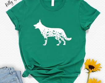 Floral German Shepherd Shirt, Dog Lover Gift, Nature Camping Mountain Shirt, German Shepherd Gift, Fur Mama T-Shirt, Dog Mom Gift Tee Shirt