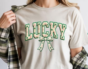 Faux Yarn Crochet Lucky Shamrock Shirt: Saint Patrick day Gift