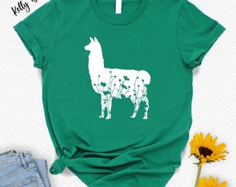 Gebloemd lamashirt: cadeau-shirt dierenliefhebber