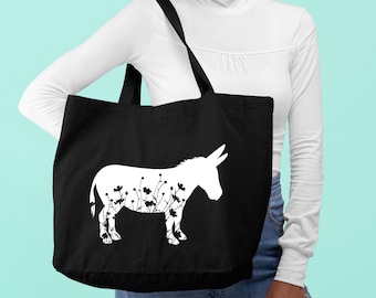 Baumwolltasche mit Esel Motiv: Cottagecore Bauernhof Tier Geschenk