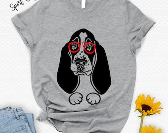 Basset Hound With Glasses T-Shirt: Animal Lover Tee